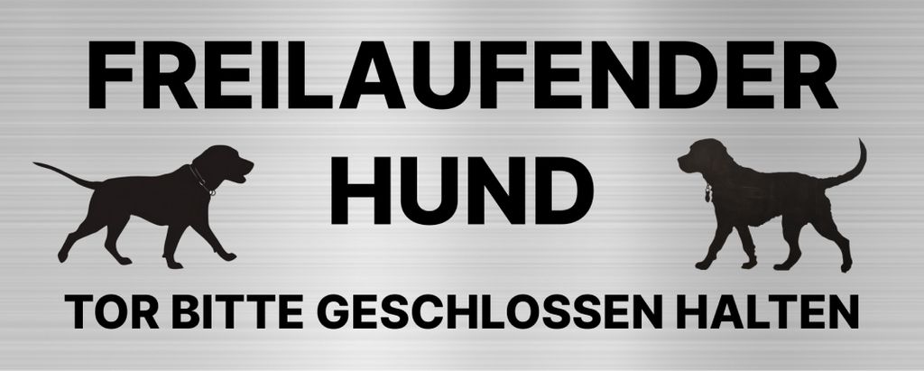 Hinweisschild Freilaufender Hund Tor bitte geschlossen Produktbild 