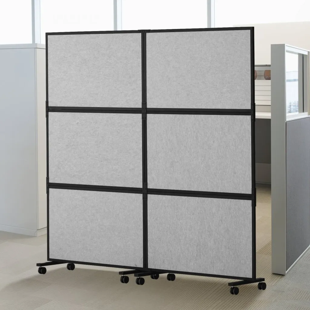 Cloison de bureau Gris - Panneau double d'insonorisation 120x60cm Pro