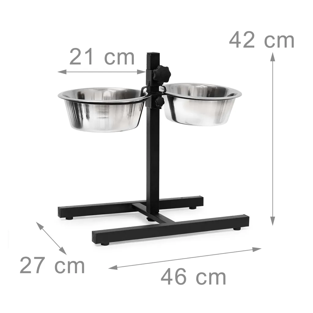 Double gamelle pour chien avec support ajustable Relaxdays en métal - 3