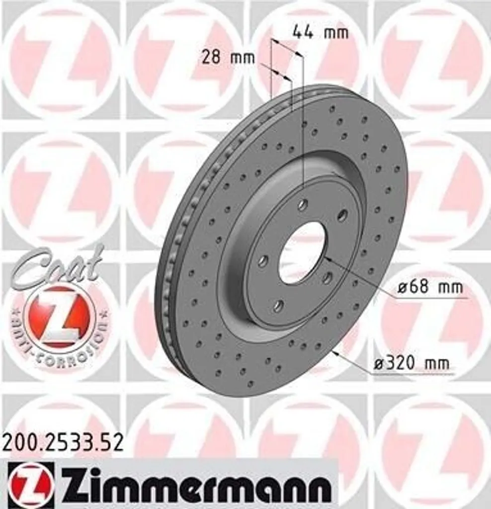 Disque de frein Zimmermann Coat Z anticorrosion pour X-Trail et Koleos