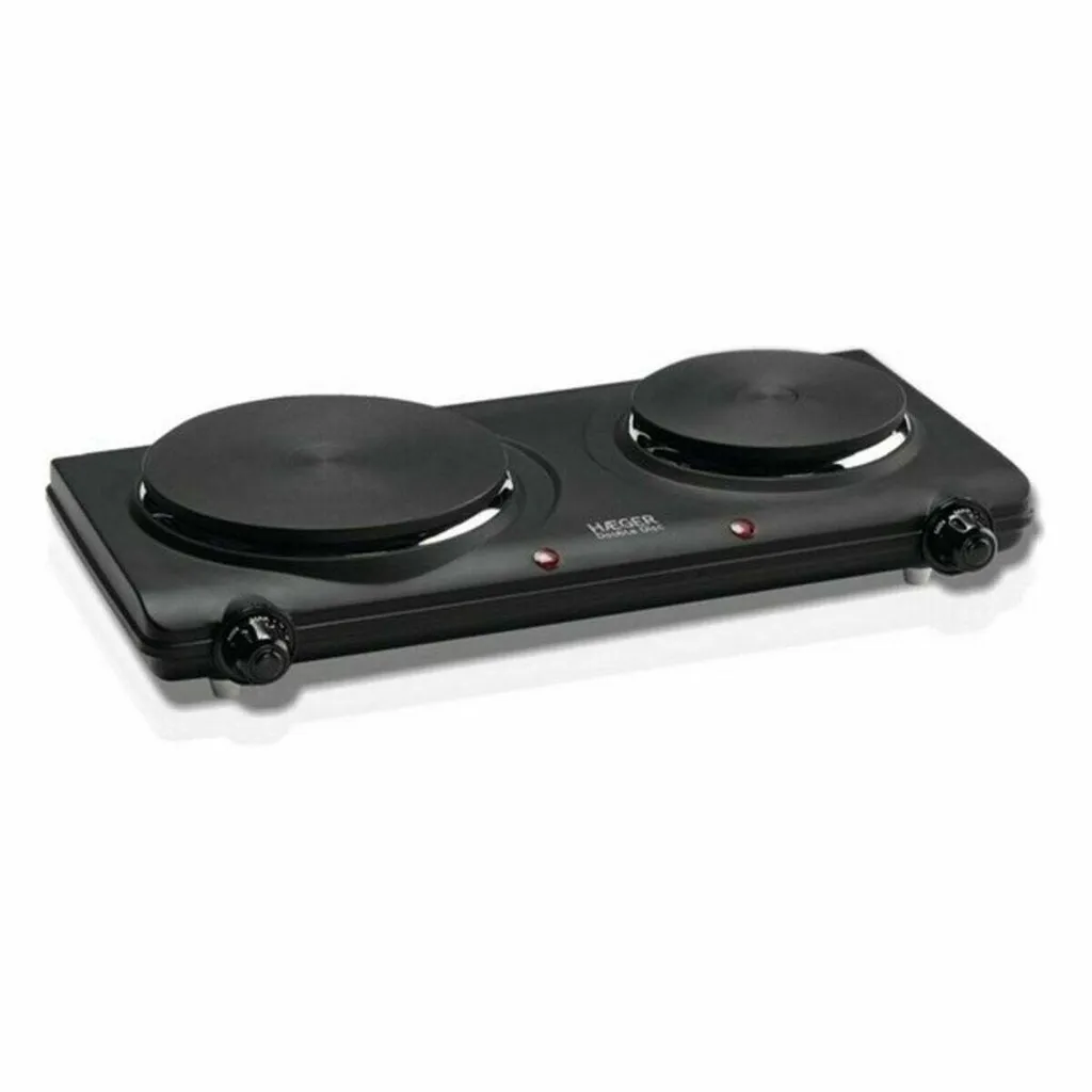 Plaque de cuisson double foyer 42,5 cm noire à spirale rapide Haeger HP