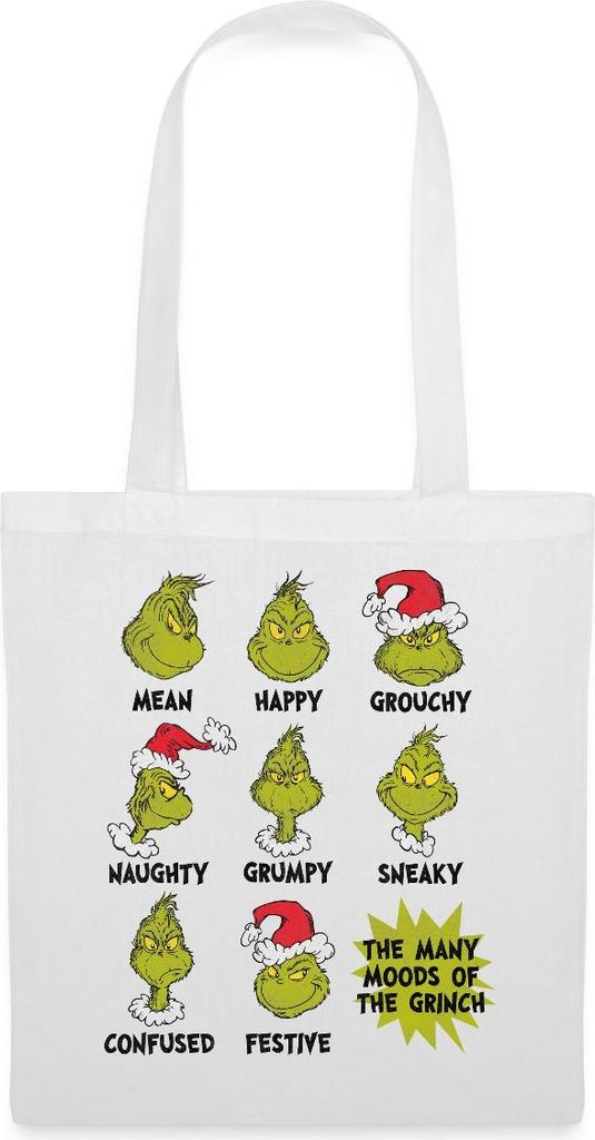 Spreadshirt Der Grinch Moods Of The Grinch Stimmungen Stoffbeutel, One size, Weiß