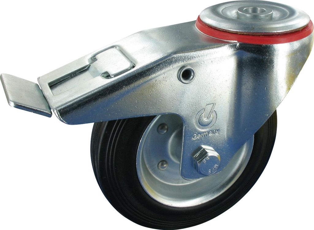 Lenkrolle mit Feststeller Rad 200mm Vollgummi Rollenlager Tragfähigkeit:205KG