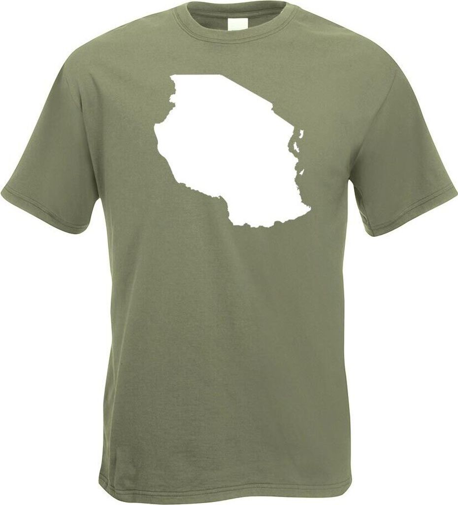 Kiwistar - T-Shirt - Olive - Tansania Umriss Kontur Herren Funshirt Bedruckt Design Sprüche Spruch Motive - mit Motiv Bedruckt - Funshirt Design -...