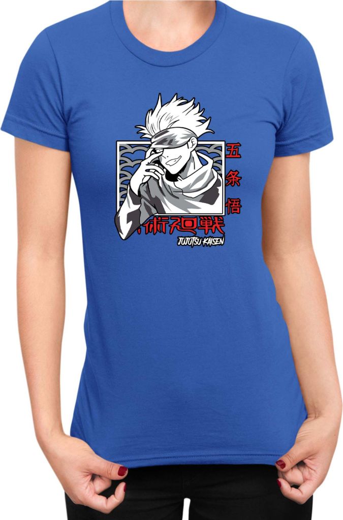 Damen T-Shirt Japan Manga Anime Comics Animation Jujutsu Anime Manga Kaisen Satoru Gojo 05, Lady M / Blau
