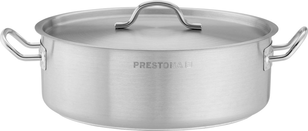 TECHNICA Niedriger Topf 8,8L | 32 cm | Edelstahldeckel | Edelstahl Induktion Kochtopf