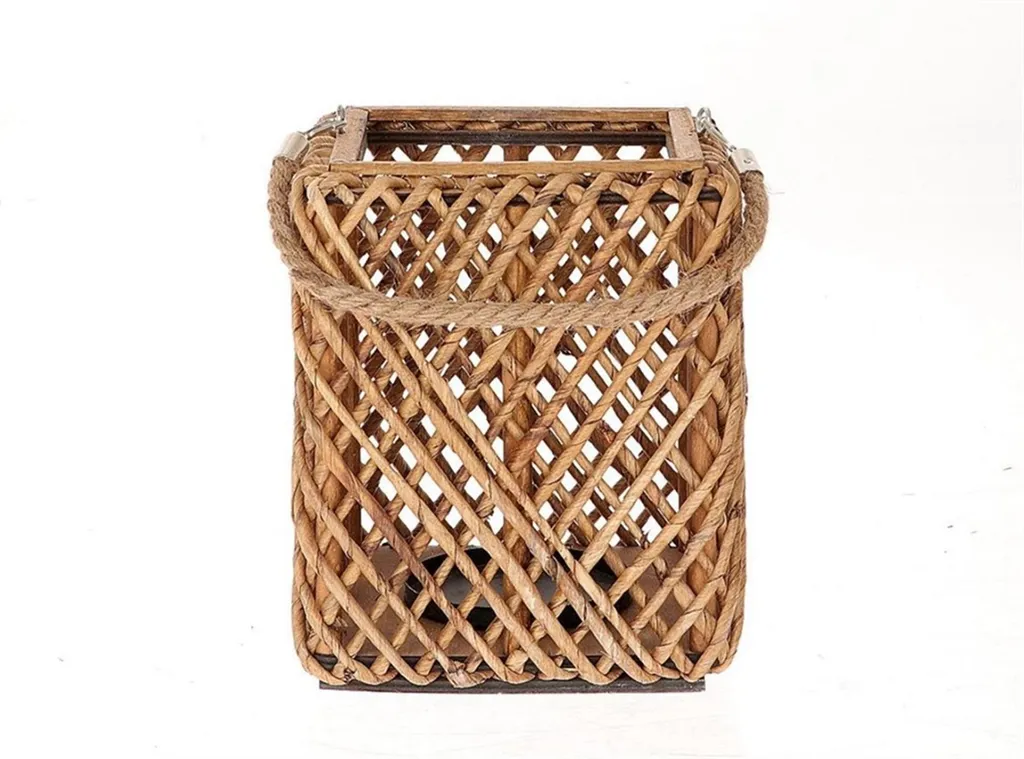 Lanterne Hbx Natural Living marron avec verre 20x20x25cm bois naturel