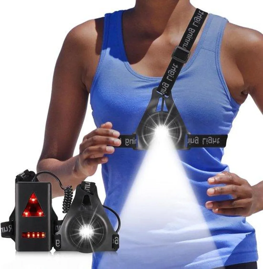 Lampe pectorale de course LED étanche et rechargeable USB à flash noir