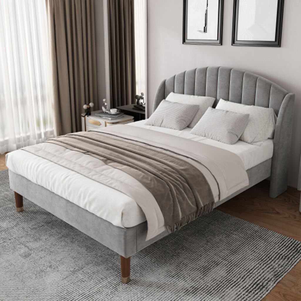 Polsterbett mit Lattenrost und Kopfteil, Jugendbett, für Erwachsene & Jugendliche, Holzlattenunterstützung, Einfache Montage 140*200