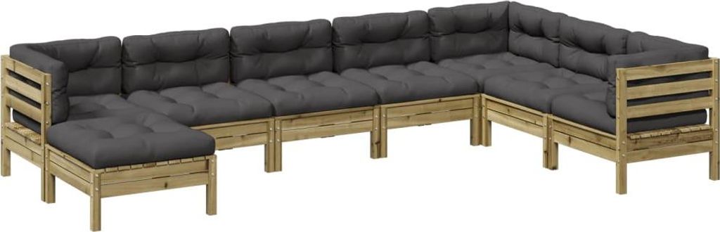 vidaXL 8-tlg. Garten-Sofagarnitur mit Kissen Kiefernholz Imprägniert