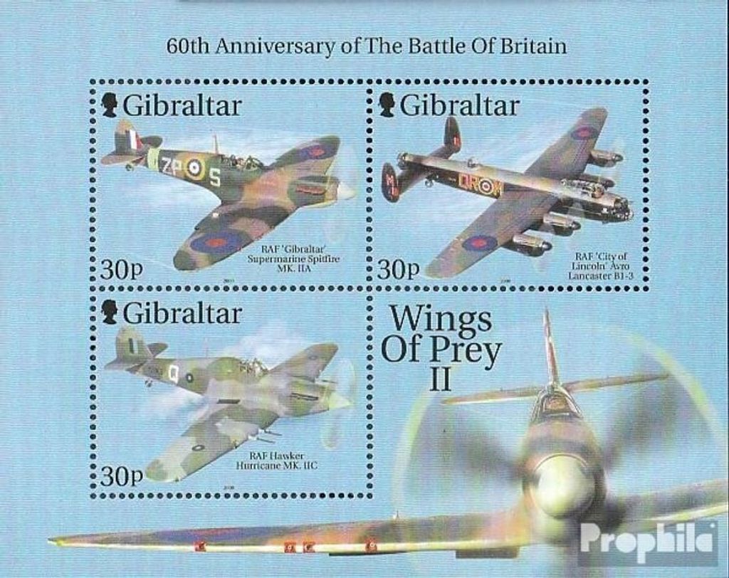 Briefmarken Gibraltar 2000 Mi Block43 (kompl.Ausg.) postfrisch Kampffugzeuge