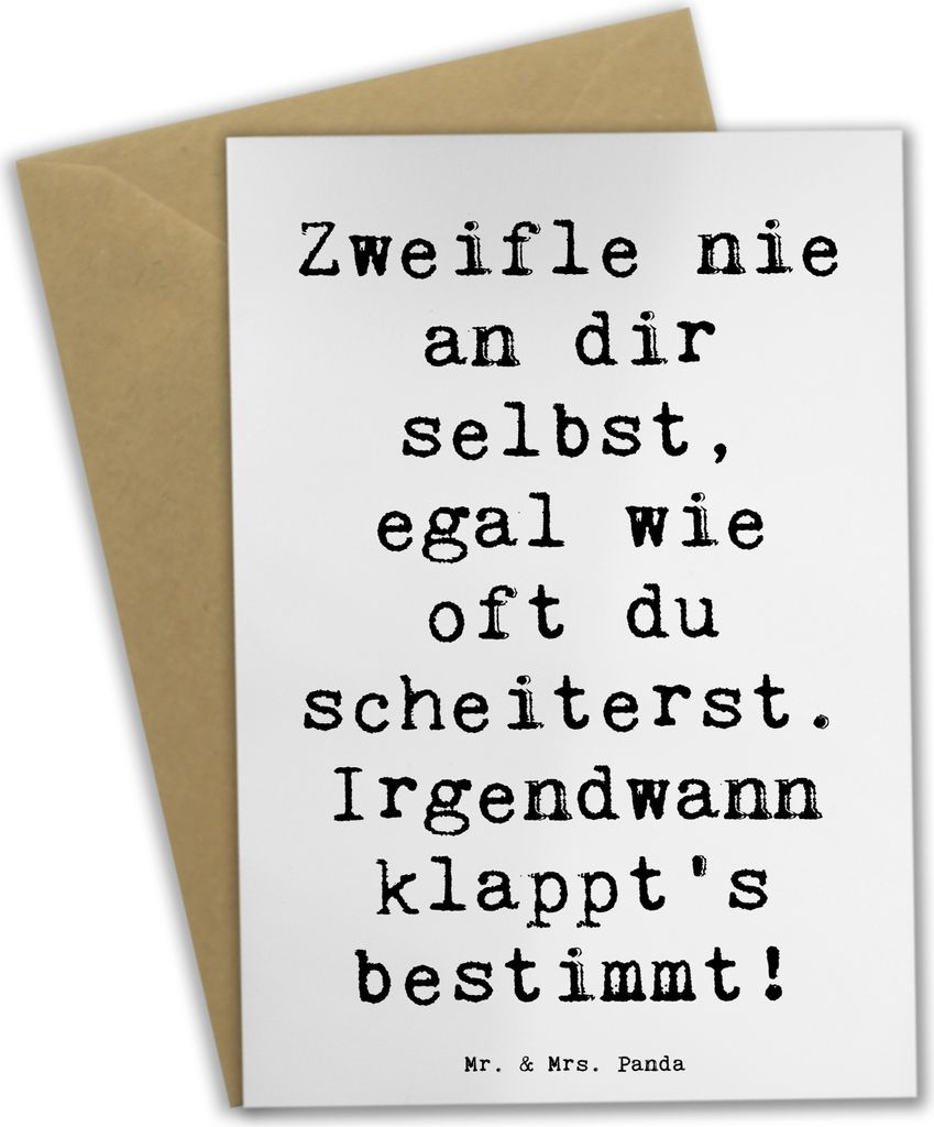 Mr. & Mrs. Panda Grußkarte Spruch Glaube an sich selbst - Weiß - Geschenk, Grußkarten, Klappkarte, Selbstvertrauen, Gefühl, Glaub dich, positiv...