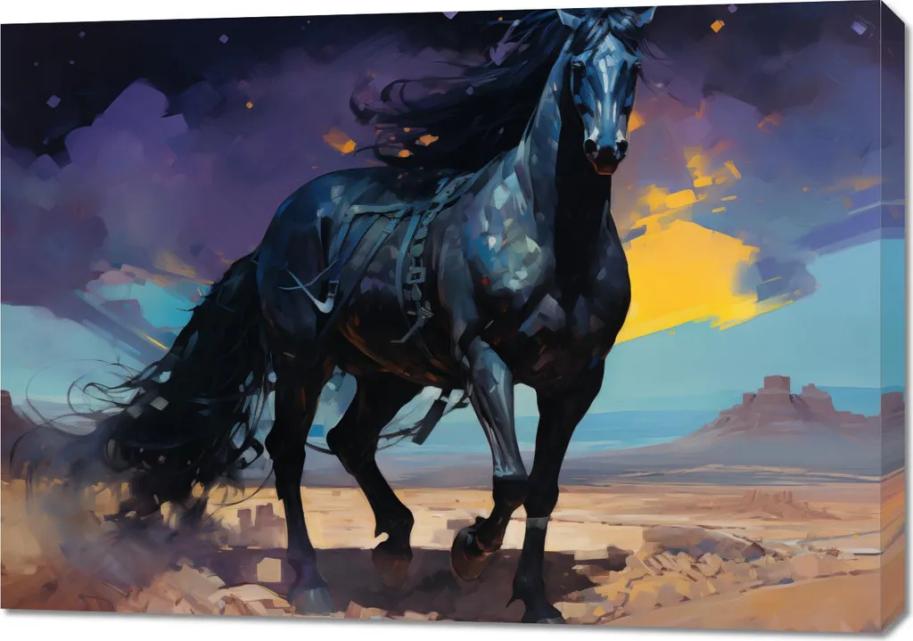 Toile Cheval noir Concours interne 100 x 70 cm Haute Définition et Design