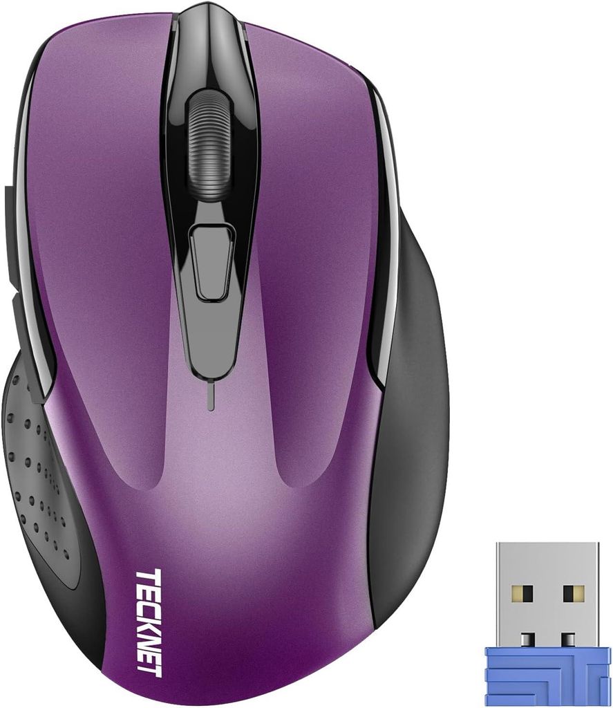 Kabellose Maus, Pro 2.4G 2600 DPI funkmaus 6 Tasten mit Nano Empfänger, 24 Monate Batterielaufzeit, 5 Einstellbare DPI für PC, Laptop, MacBook