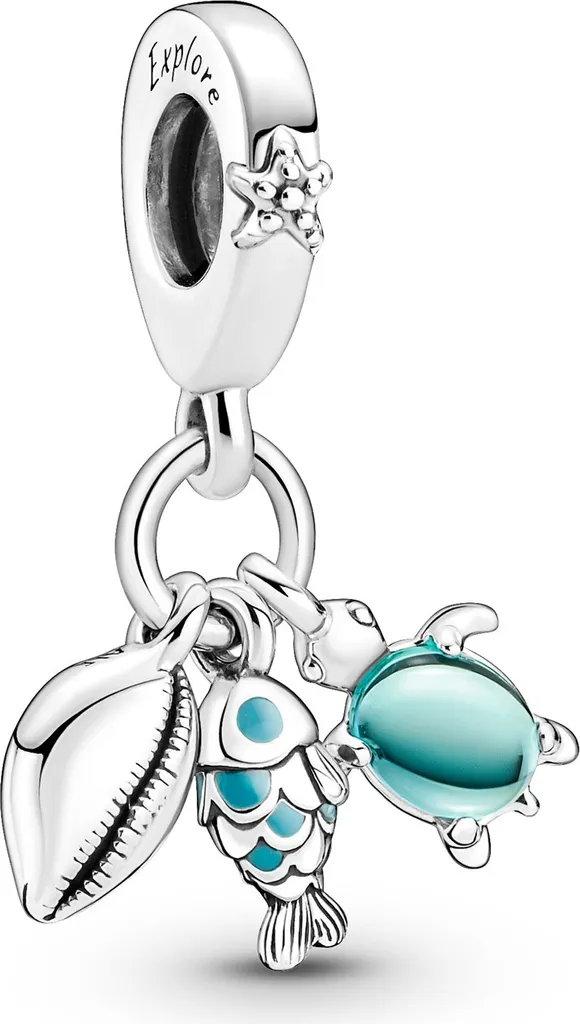Pandora 791697C01 Charm Triplo Argento 925 e Vetro di Murano Originale