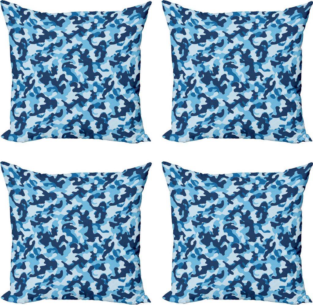 ABAKUHAUS Tarnen Kissenbezug Set (4 Stück), Blau tonte Entwurf, Moderner Doppelseitiger Digitaldruck, 40 cm x 40 cm, Blue Coconut