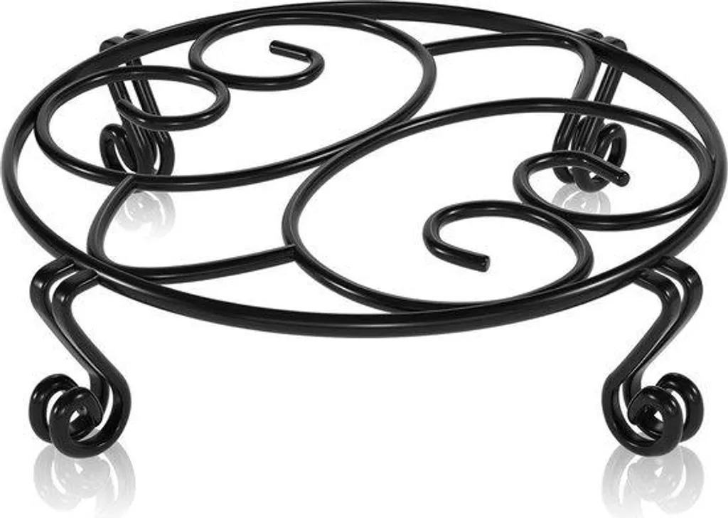 Support de pot de fleurs pour balcon et salon - Socle métal noir 30 cm
