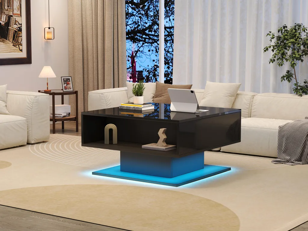 Table basse hydraulique ergonomique avec espaces de rangement ouverts - 7