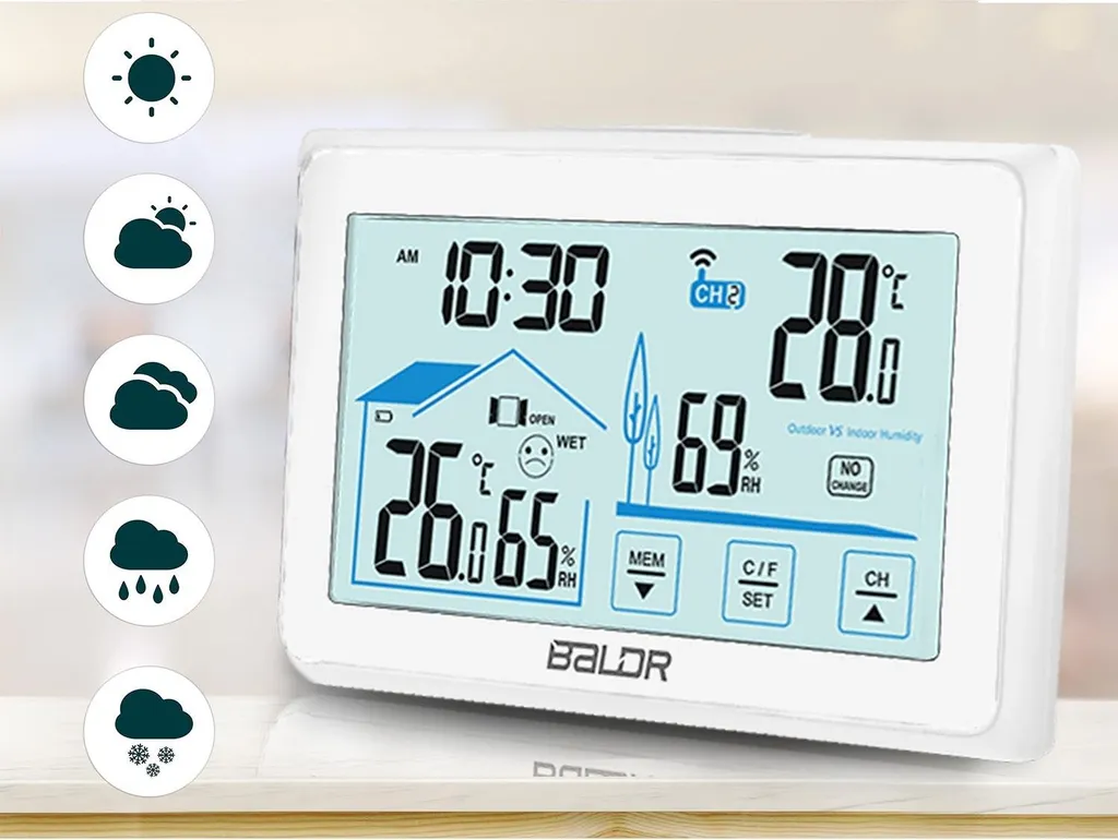 Station météo BD-910 blanc écran haute visibilité et alertes gel - 5