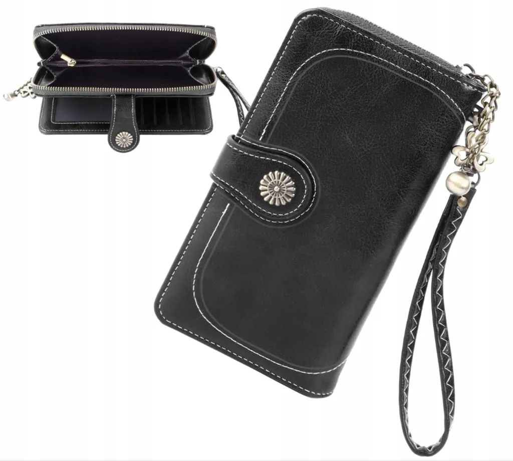 Portafoglio Donna Grande Ecopelle Nero | Business Organizer 19cm - 9