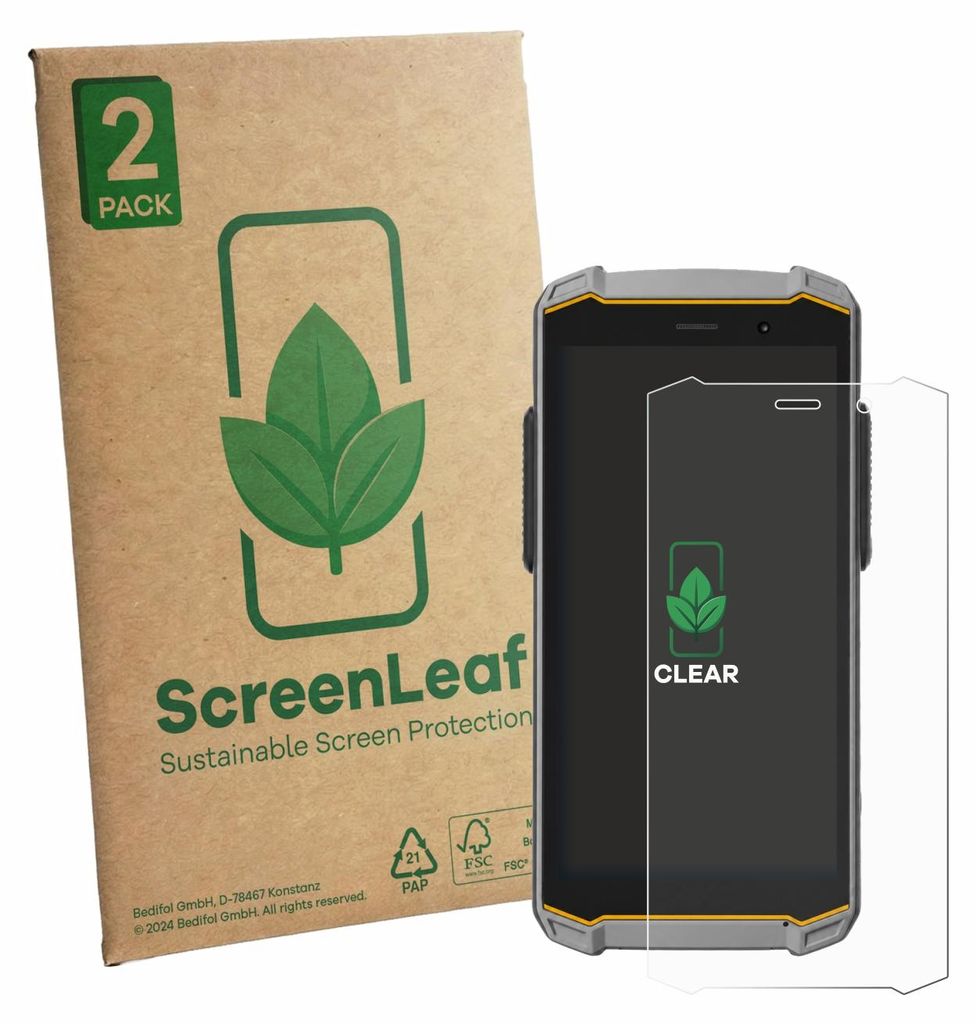 2x ScreenLeaf Schutzfolie für i.safe MOBILE IS540.M1 nachhaltiger Displayschutz Display Schutz Folie Klar Transparent