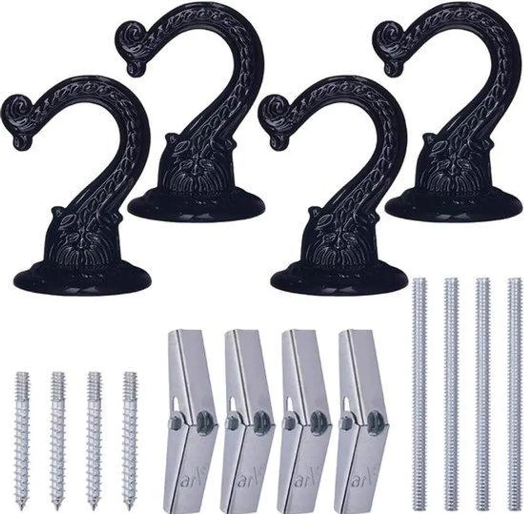 Supports pour nains de jardin en métal noir - Kit de 4 fixations articulées