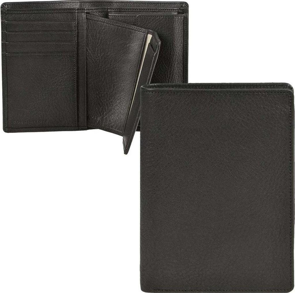 Sonnenleder Geldbörse Leder mit herausnehmbarem Ausweisetui Herren Damen Portemonnaie Geldbeutel RHEIN schwarz 822-280-02