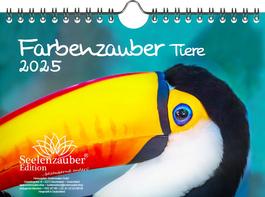 Farbenzauber Tiere DIN A5 Wandkalender für 2025 Farben Colours - Seelenzauber