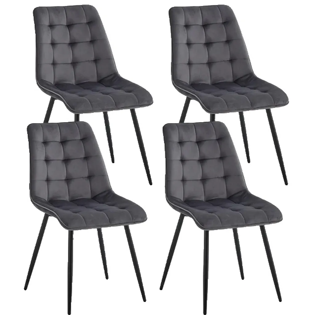 Chaises de table grises confortables en velours pour repas en famille