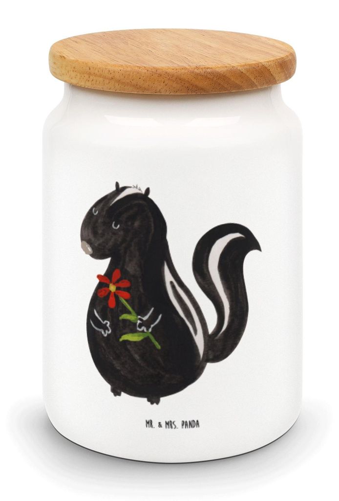 Mr. & Mrs. Panda Dose Stinktier Blume - Weiß - Geschenk, Träume, behälter, Skunk, Dreams, Kaffeedose, Wildtier, Raubtier, zuckerdose, Keksdose, ...