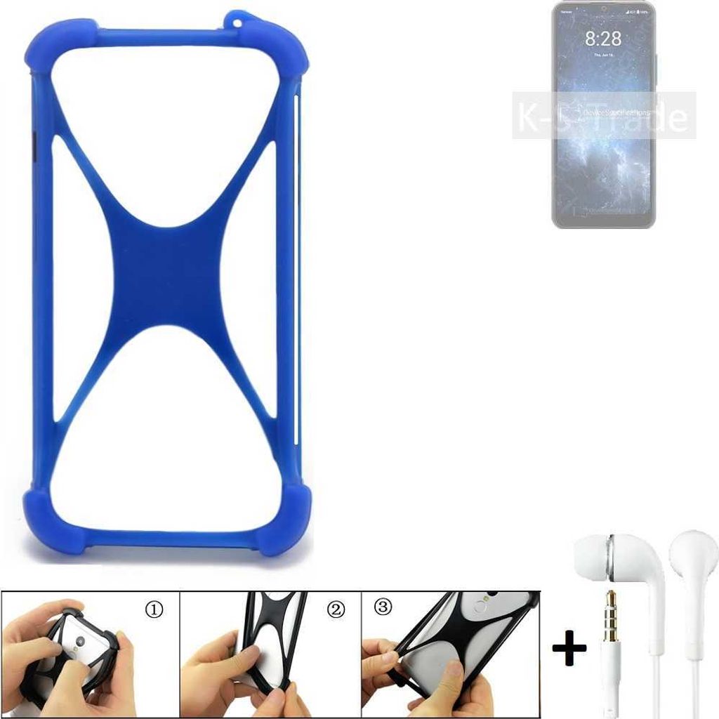 Handy Hülle kompatibel mit Sharp Rouvo V Bumper Schutzhülle Silikon Schutz Hülle Cover Case Silikoncase Silikonbumper TPU Softcase Smartphone, Blau