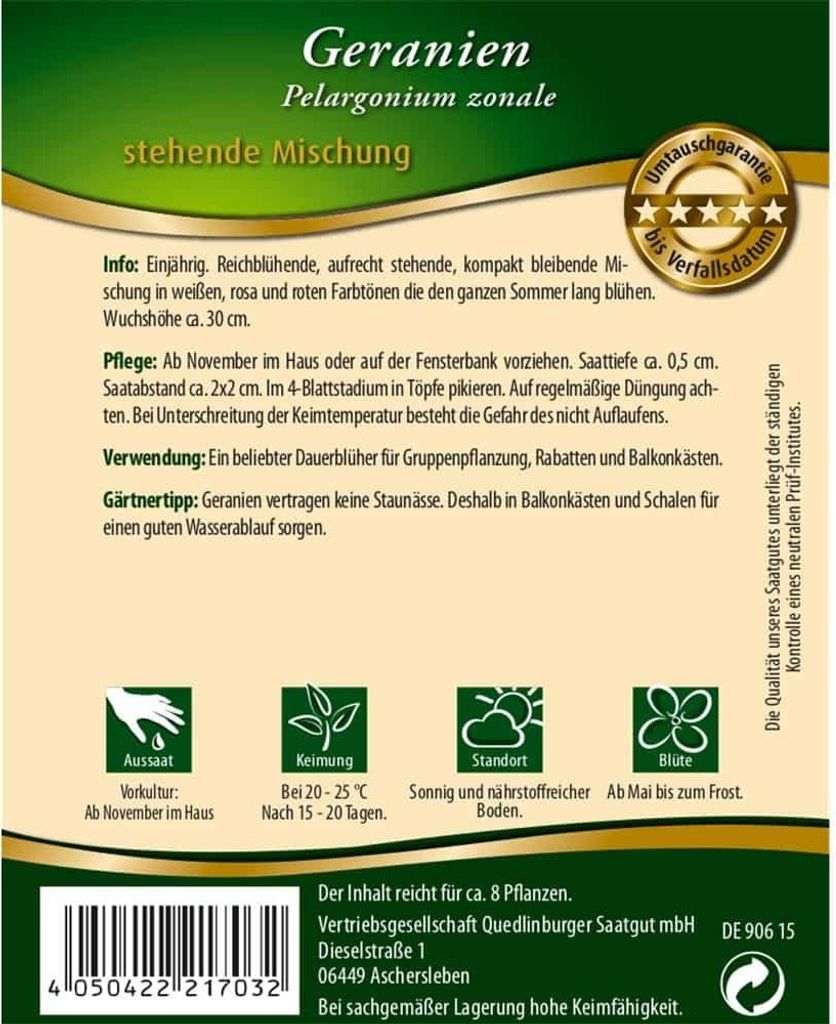 Quedlinburger Saatgut - Geranien stehende Mischung - Samen Produktbild 2