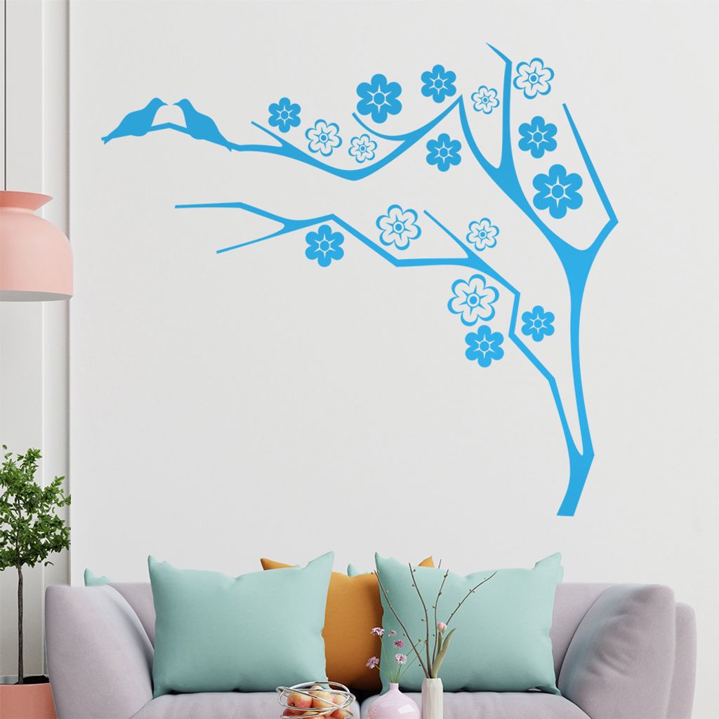 Zwei Vögel auf dem Ast Wandtattoo in 6 Größen - Wandaufkleber Wall Sticker - Dekoration, Küche, Wohnzimmer, Schlafzimmer, Badezimmer