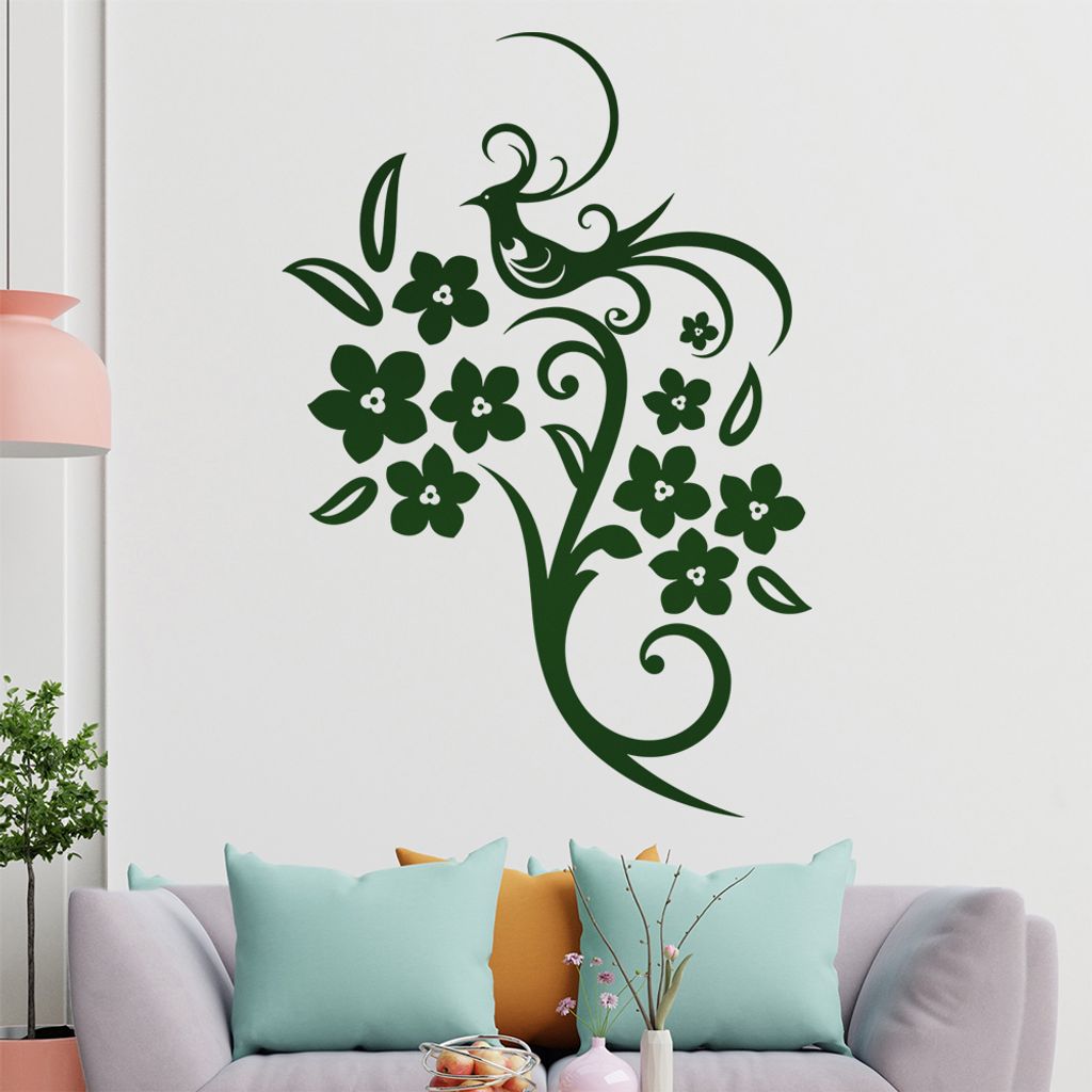 Fasan Vogel Ranke Wandtattoo in 6 Größen - Wandaufkleber Wall Sticker - Dekoration, Küche, Wohnzimmer, Schlafzimmer, Badezimmer