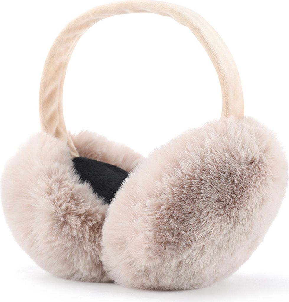 Plüsch Fleece Warme Strickwolle Faltbare Ohrenschützer Kälteschutz Winterzubehör Outdoor Ohrenwärmer,Farbe:Beige