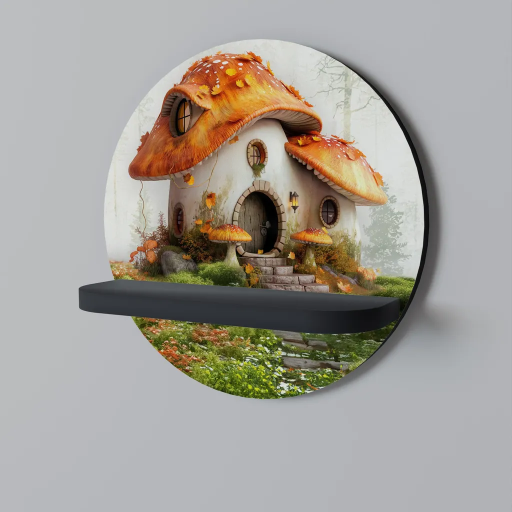 MYSTIC TOADSTOOL Étagère Ronde Noire - Décoration Murale Gothique Chic
