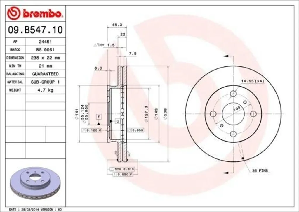 Disque de frein Brembo pour Toyota Corolla E11 - Idéal pour Entretien Auto