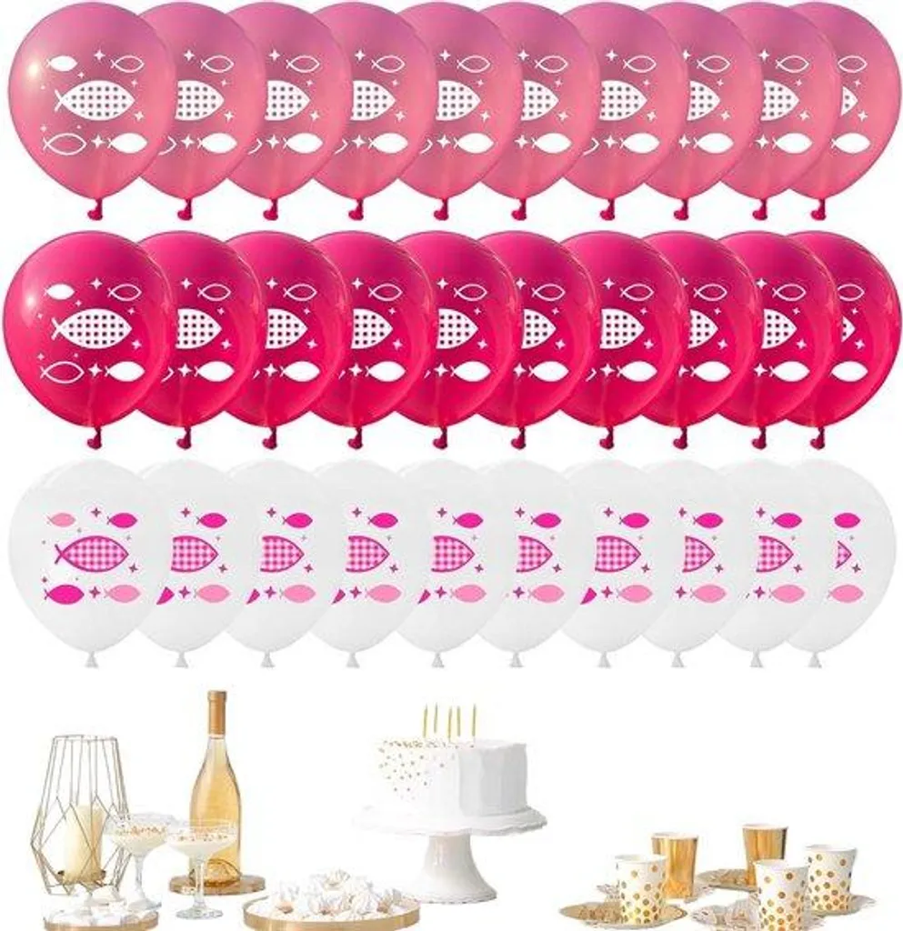 Ballons de Baudruche Roses pour Baptême Fille et Première Communion x30