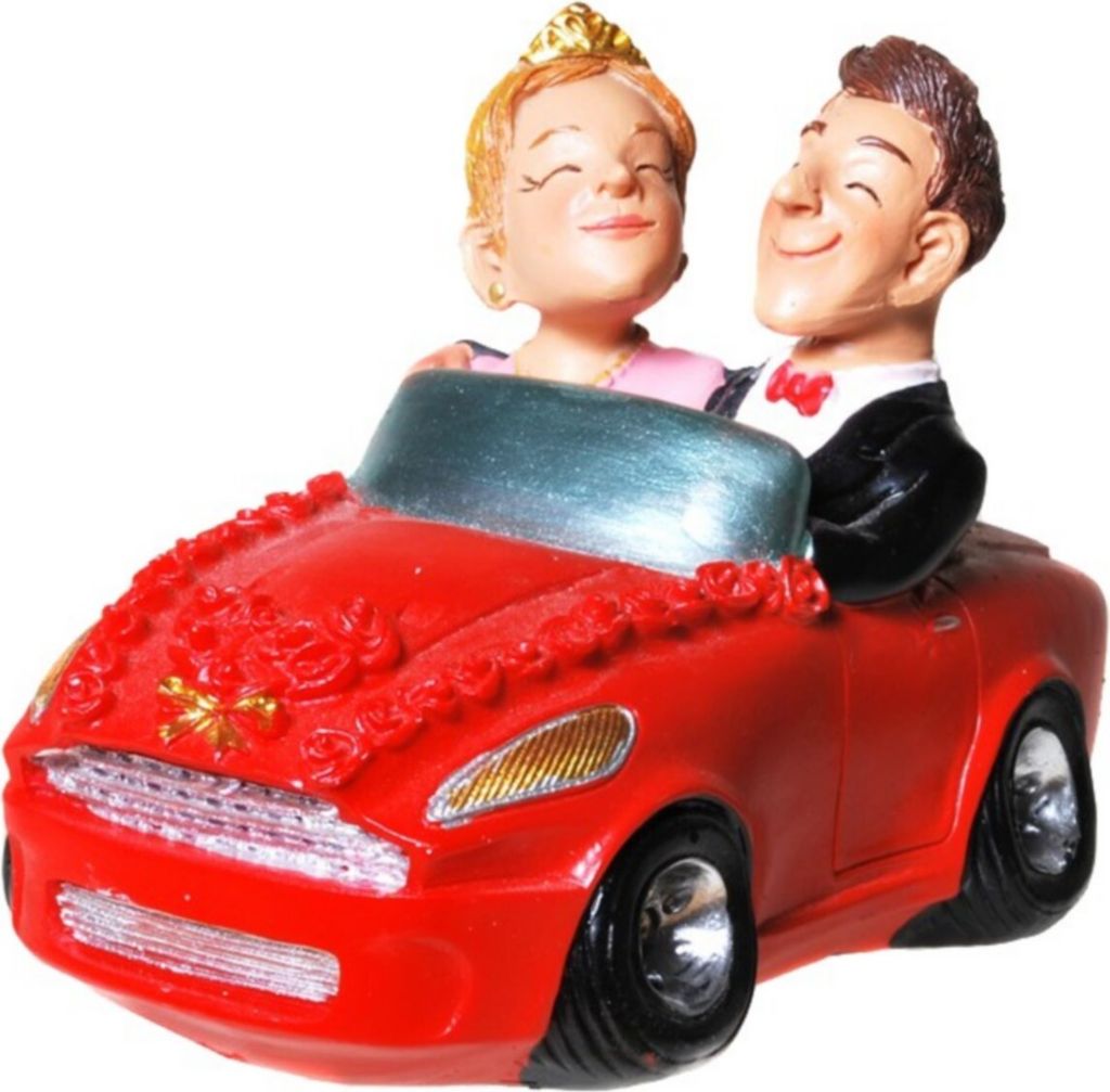 Spardose Brautpaar - "Mr. & Mrs. im Cabrio" mit Pfropfen