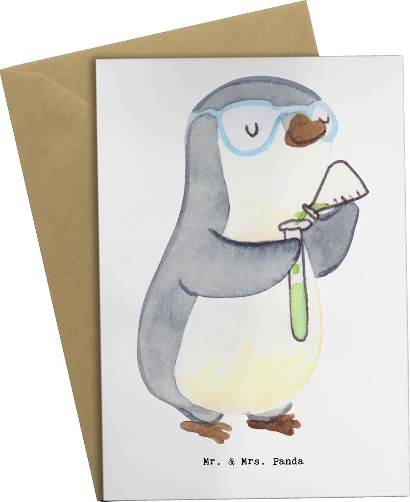 Mr. & Mrs. Panda Grußkarte Chemiker Herz - Weiß - Geschenk, hochzeitskarten, Studium, einladungskarten, Experiement, Wissenschaftler, Forschung, ...