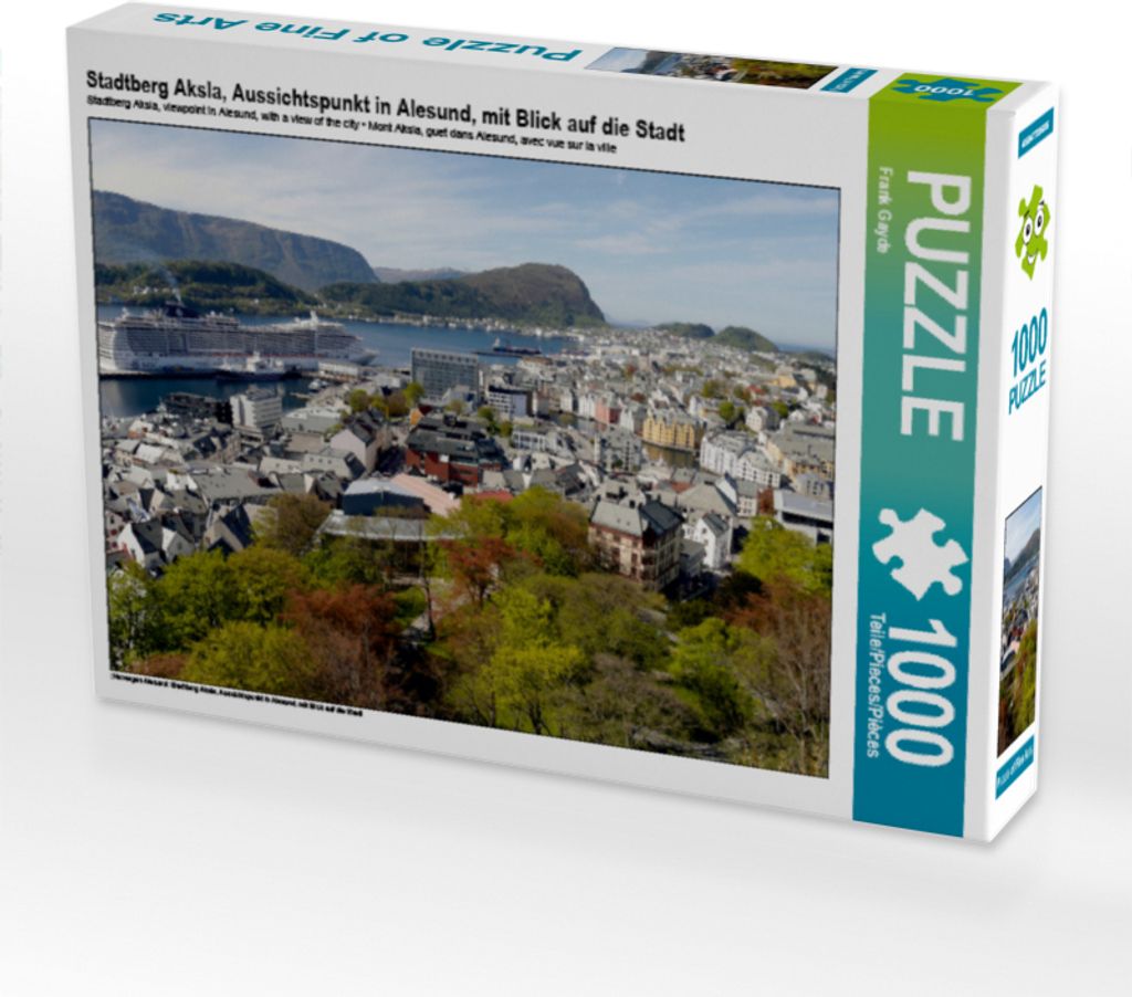 CALVENDO Puzzle Stadtberg Aksla, Aussichtspunkt in Alesund, mit Blick auf die Stadt | 1000 Teile Lege-Größe 64x48cm Foto-Puzzle für glückliche ...