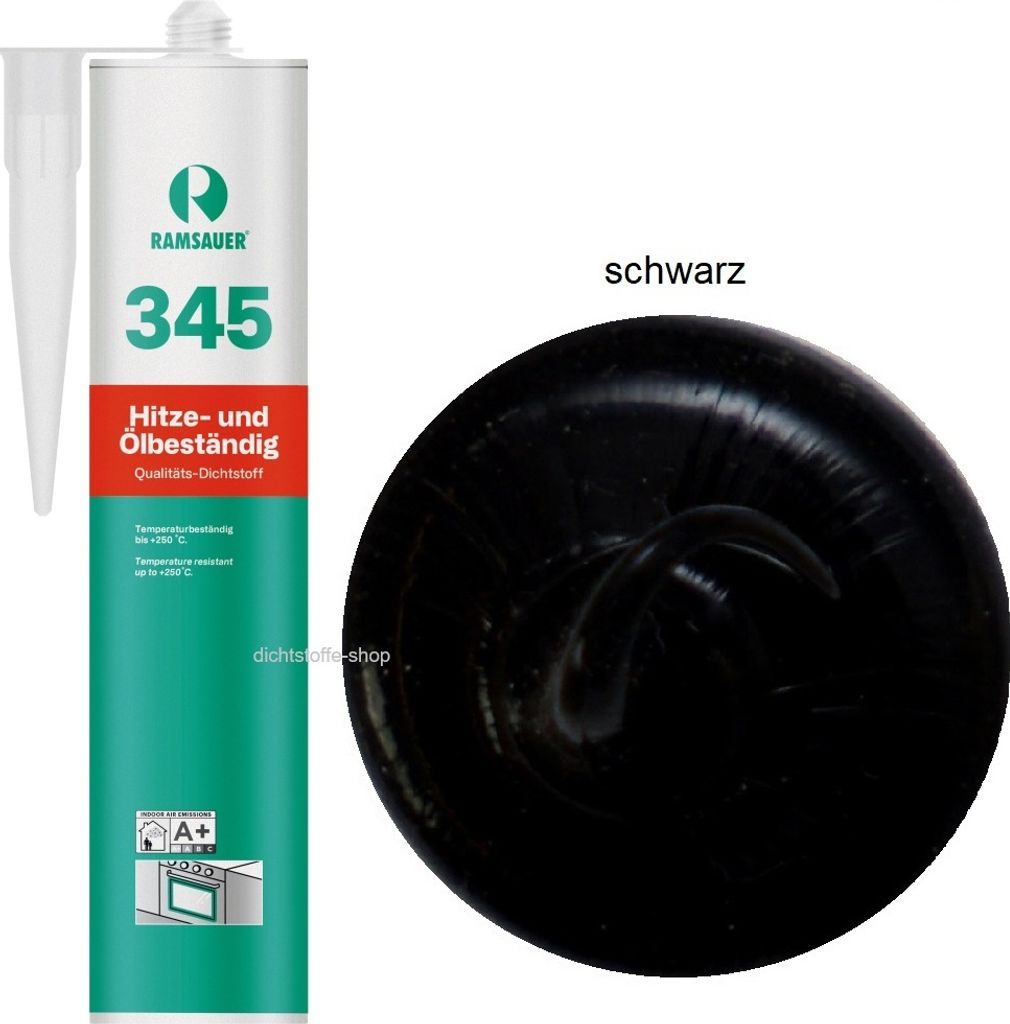 Ramsauer 345 Hitze-ÖL Beständig schwarz 1K Silikon Dichtstoff 290ml Kartusche