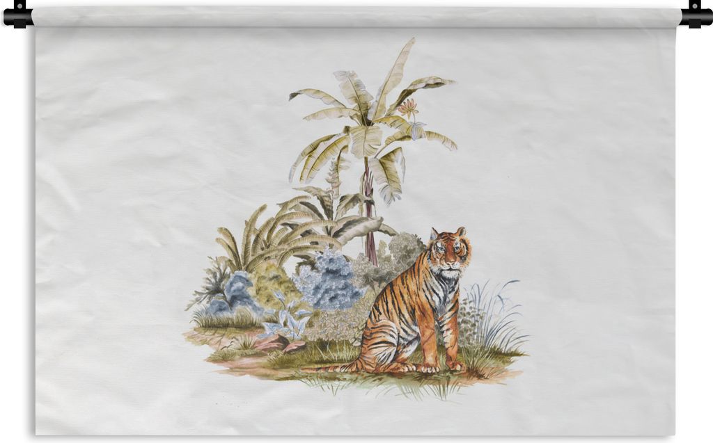 MuchoWow Wandteppich Wandbehang Tiger - Wald - Gemälde 150x100 cm Tapisserie Dekoration Wandtuch - Waschbar - Tapisserien - Wand-Decke