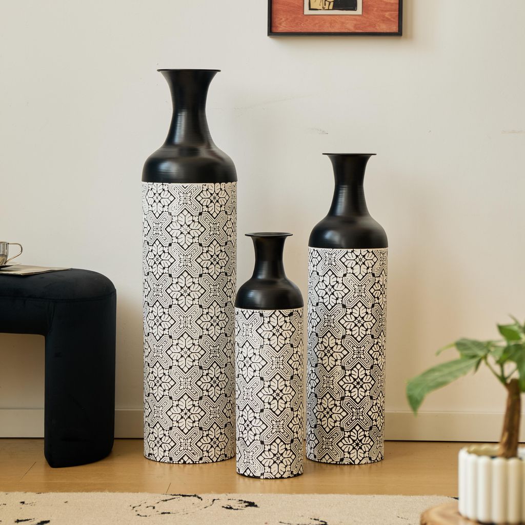 okwish Ensemble 3 vases vintage avec pampas, déco pour Image du produit 