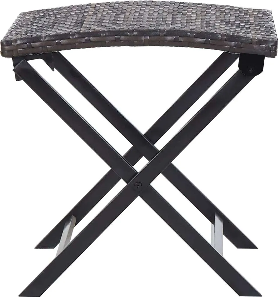 Tabouret pliant Poly Rattan marron résistant aux intempéries et pliable