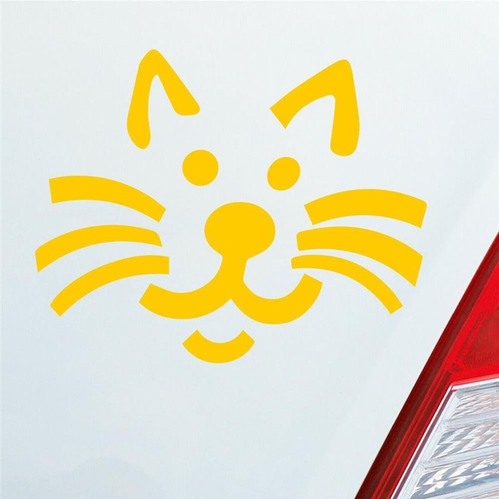 Auto Aufkleber Katze Cat Animal Tier Süß Mieze 10x8 cm Gelb Sticker Heckscheibenaufkleber