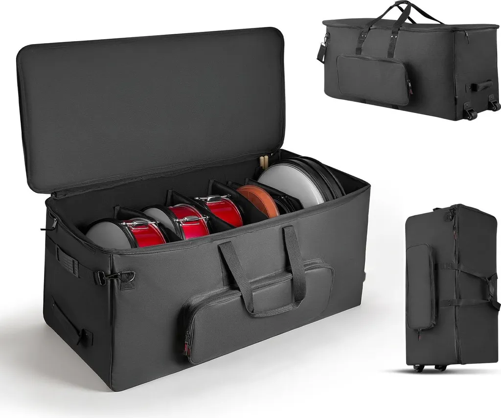 Sac de transport pour matériel de batterie à roulettes étanche 101cm