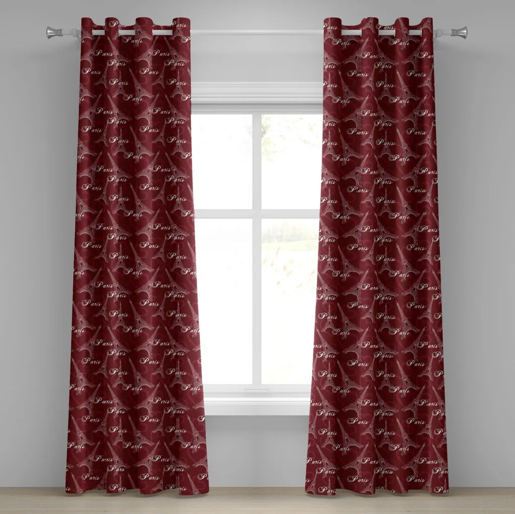 Rideau Tour Eiffel Saint-Valentin Romantique en Tissu Marron et Beige