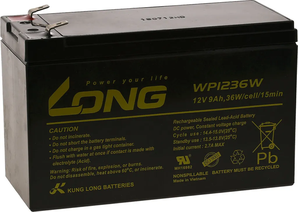 Batterie KungLong WP1236W 12V pour Alarme Incendie et Sécurité
