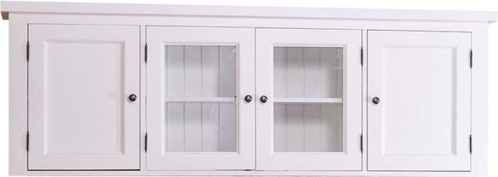 Casa Padrino Landhausstil Küchenhängeschrank / Oberschrank Weiß 192 x 31 x H. 65 cm - Küchenschrank mit 4 Türen